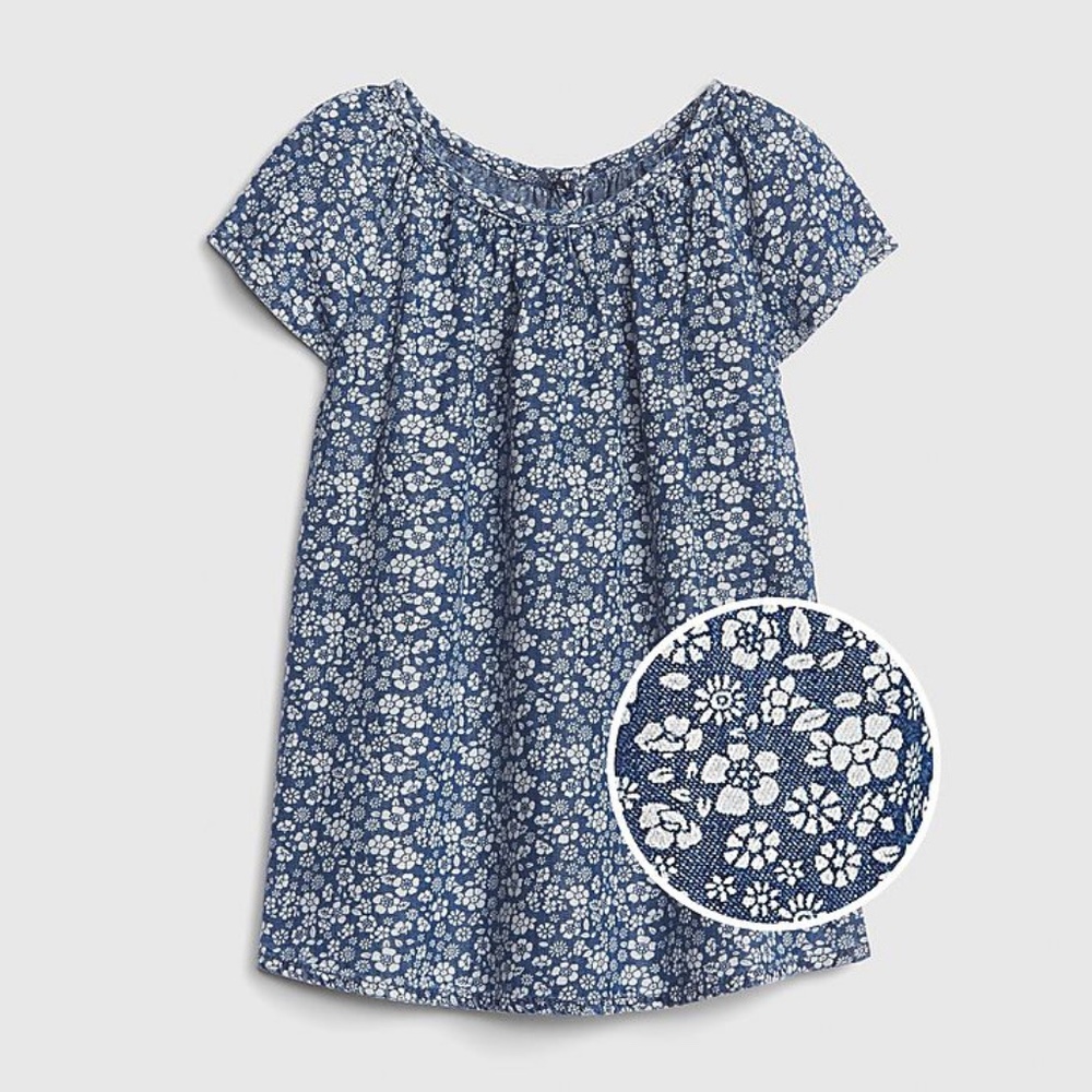 Baby Gap Floral Denim Dress Size 6-12 Months